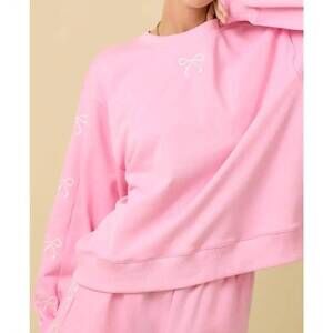 NEW MAIN STRIP bow embroidered lounge set in pink